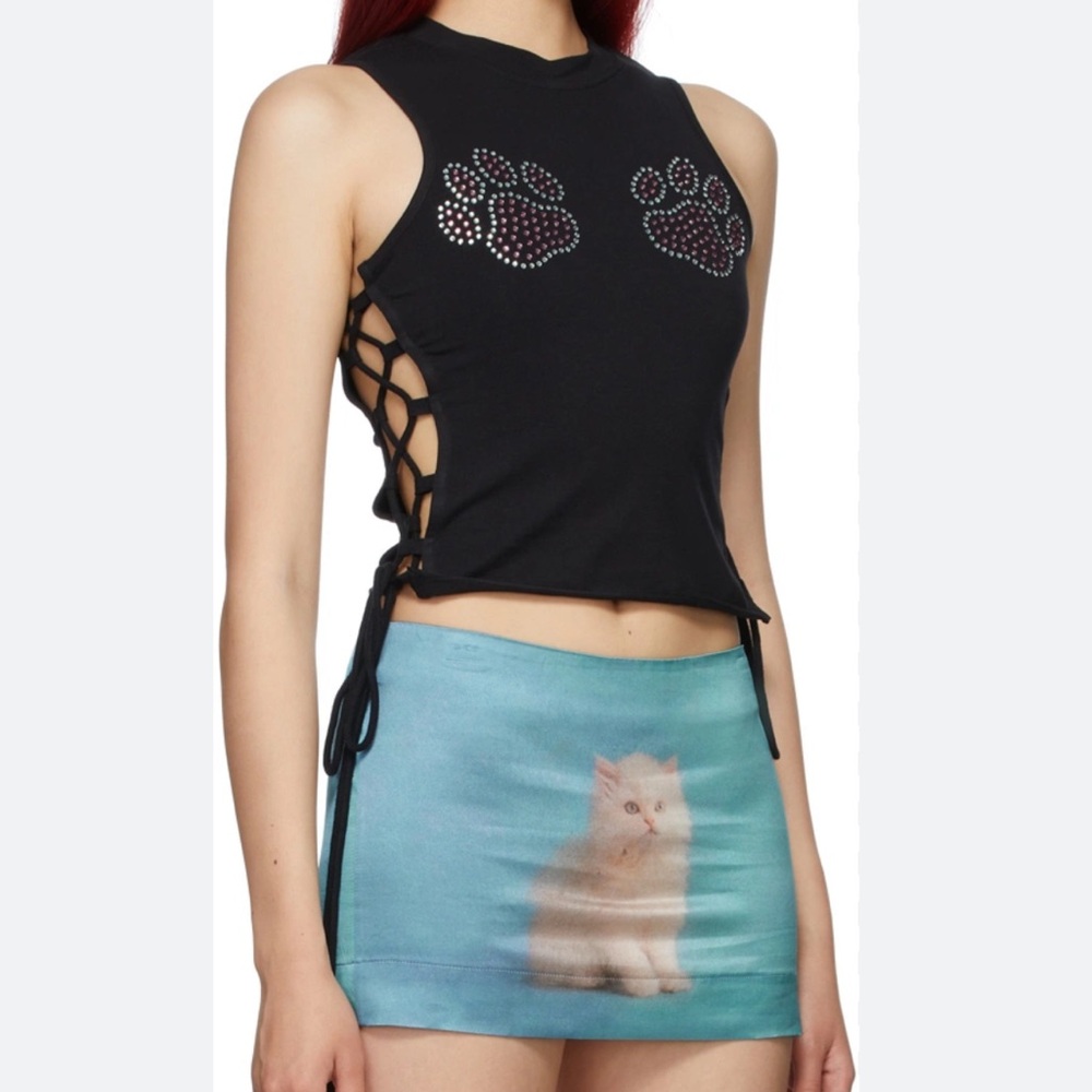 Ashley Williams Paw Print Rhinestone crystal top XS SSENSE rare
